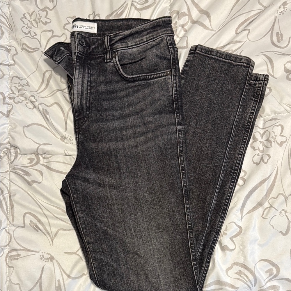 Zara Black Skinny Jeans High-Rise Classic